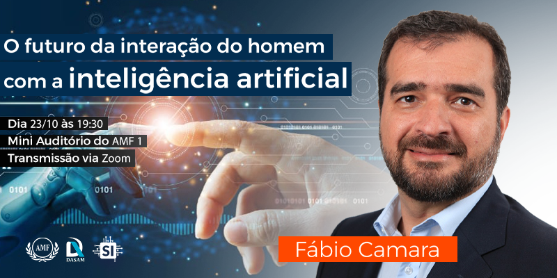 O curso de Sistemas de Informação da Antonio Meneghetti Faculdade terá um encontro com um convidado especial, o senhor Fábio Câmara, com o tema: "O futuro da interação do homem com a Inteligência Artificial".